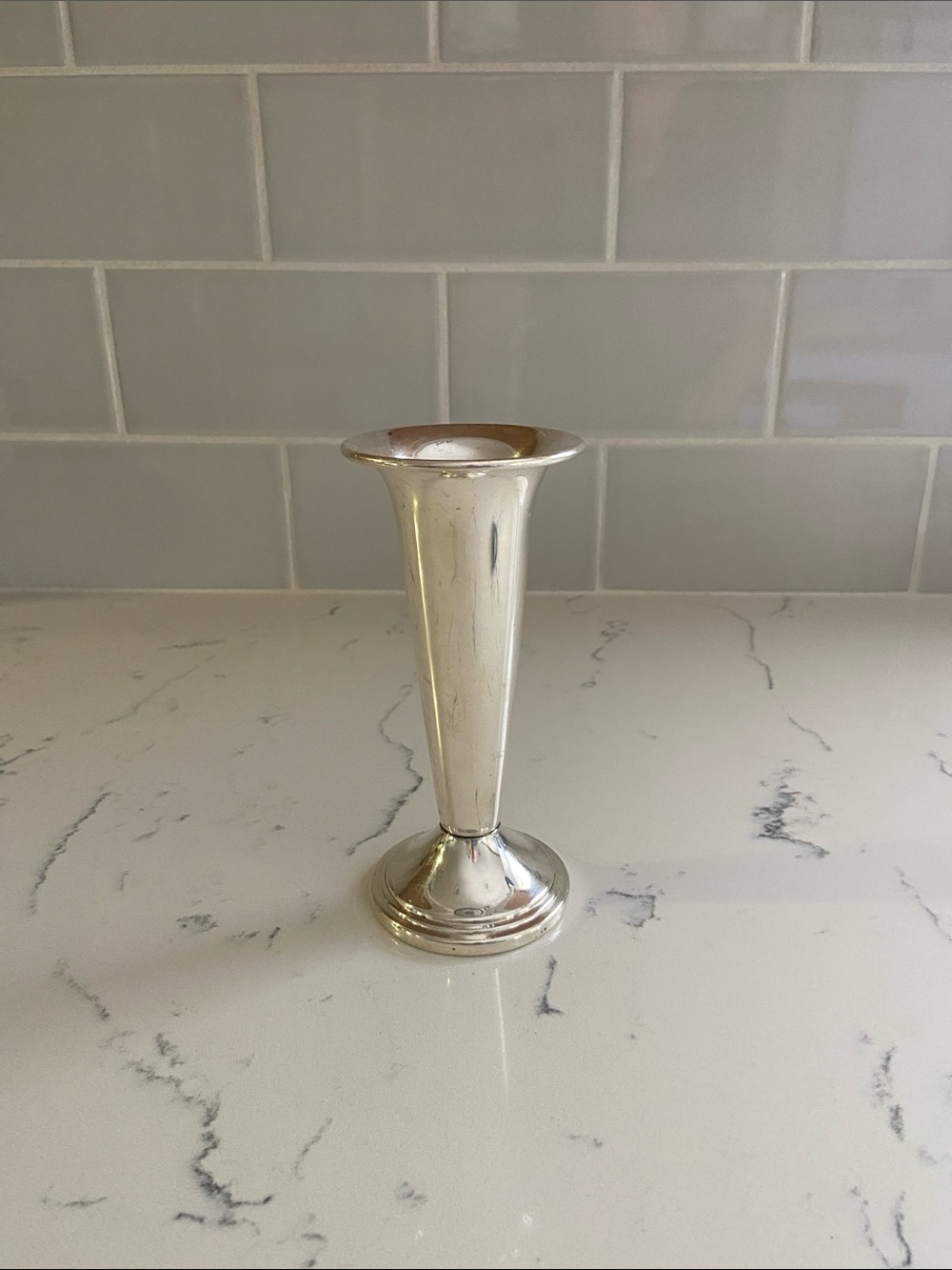Vintage Sheridan Silver on Copper Trumpet Bud Vase